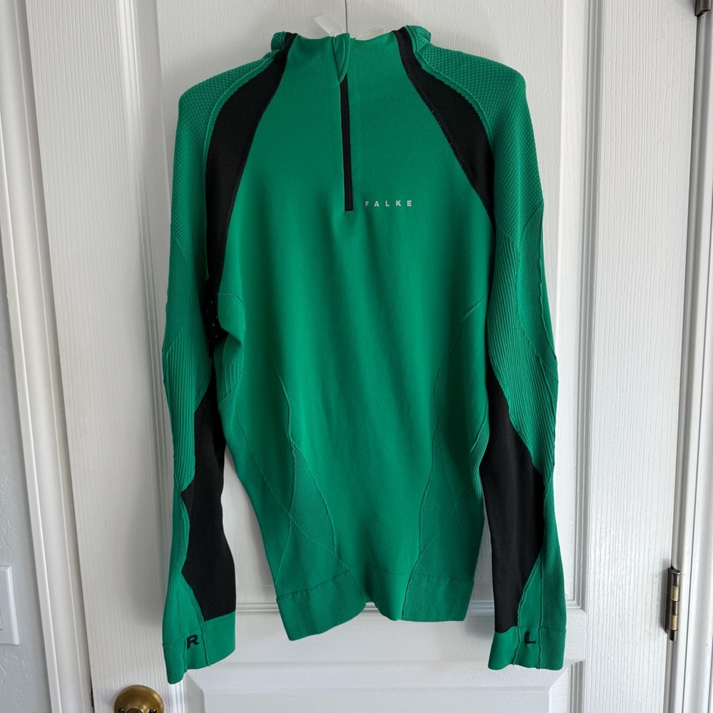 Falke Top Ergonomics Sport System Half Zip  Performance Green And Black Sz L